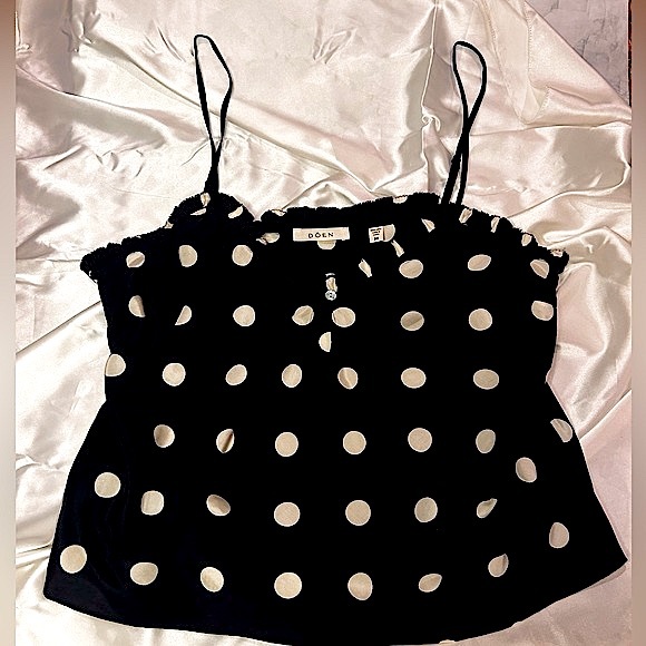 NWOT Doen Louise Black & White Polka Dot Silk Camisole in Solstice Sky, Size M - Picture 3 of 16